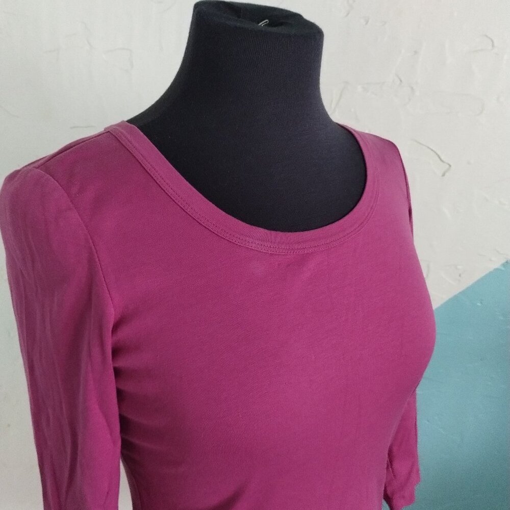 Lafayette 148 New York Magenta 3/4 Sleeve Top - Picture 7 of 10